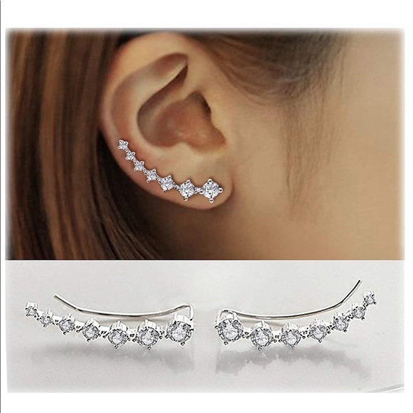 🎁🎄✨3 for $25 :: SparkleSilver🗡✨🗡Ear Climbers - Picture 10 of 12